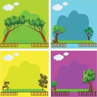 landscape with trees and clouds vector art illustration