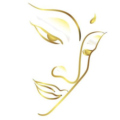 Face buddha with golden border element isolate on white background