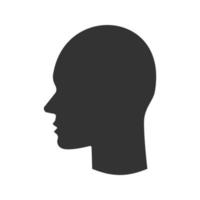 Human's head glyph icon. Silhouette symbol. Profile. Negative space. Vector isolated illustration