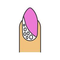 Nail design with rhinestones color icon. Isolated vector illustration