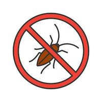 Stop cockroaches sign color icon. Roach repellent. Pest control. Isolated vector illustration