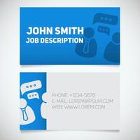 Business card print template with interview logo. Manager. Journalist. Employer. Stationery design concept. Vector illustration