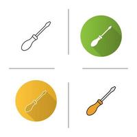 Screwdriver icon. Flat design, linear and color styles. Turn-screw. Isolated vector illustrations