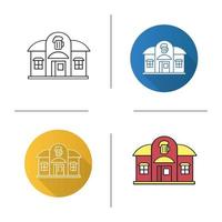 Pub icon. Flat design, linear and color styles. Alehouse. Isolated vector illustrations