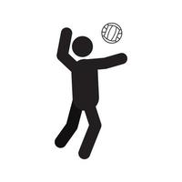 Man playing volleyball silhouette icon. Sports. Isolated vector illustration. Healthy lifestyle