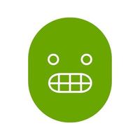 Grinning smile glyph color icon. Grimacing emoticon. Silhouette symbol on white background. Excited face. Negative space. Vector illustration