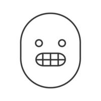 Grinning smiley linear icon. Grimacing emoticon. Thin line illustration. Excited face contour symbol. Vector isolated outline drawing