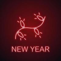 Christmas garland neon light icon. New Year glowing sign. Vector isolated illustration