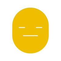 Neutral face glyph color icon. Emotionless smiley. Silhouette symbol on white background. Poker face. Negative space. Vector illustration