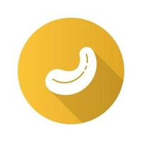 Cashew nut flat design long shadow glyph icon. Vector silhouette illustration