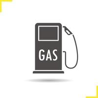 Gas station icon. Drop shadow silhouette symbol. Negative space. Vector isolated illustration