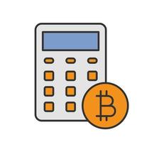 Bitcoin calculator color icon. Isolated vector illustration