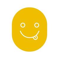 Yummy smiley with open eyes glyph color icon. Silly, goofy, foolish face. Silhouette symbol on white background. Negative space. Vector illustration