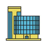 Office building color icon. Modern apartment house. Isolated vector illustration