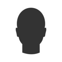 Human's head glyph icon. Silhouette symbol. Man's face frontal view. Negative space. Vector isolated illustration