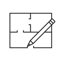 Floor plan linear icon. Thin line illustration. Flat blueprint. Contour symbol. Vector isolated outline drawing