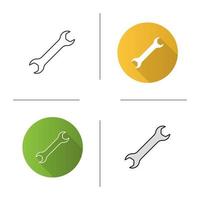 Wrench icon. Flat design, linear and color styles. Spanner. Isolated vector illustrations