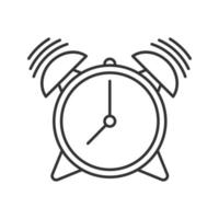 Alarm clock linear icon. Time to wake up. Thin line illustration. Contour symbol. Vector isolated outline drawing