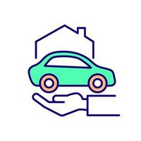 Car on hand RGB color icon vector
