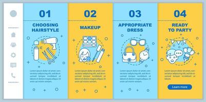 Getting ready for party onboarding mobile web pages vector template