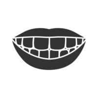 Beautiful smile with healthy teeth glyph icon vector