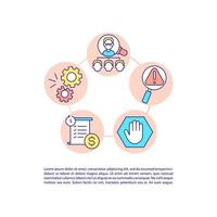Fines for company officials concept line icons with text vector