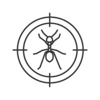 Ants target linear icon. Insects repellent. Pest control. Thin line illustration. Contour symbol. Vector isolated outline drawing