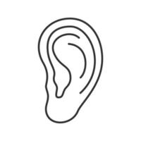 Ear linear icon. Thin line illustration. Contour symbol. Vector isolated outline drawing