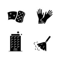 Cleaning service glyph icons set vector