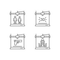 Produce 3d models linear icons set vector