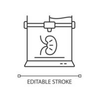 3d printed kidney linear icon vector