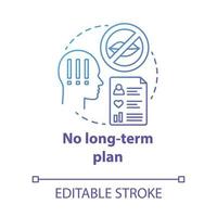 No long term plan concept icon. Relationship development scheme. Mismatch of desires in pair. Trouble in couple idea thin line illustration. Vector isolated outline drawing. Editable stroke