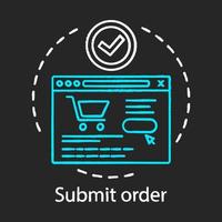 Submit order concept chalk icon. Online shopping idea. E commerce. Internet store website. Digital purchase. Place order. Vector isolated chalkboard illustration