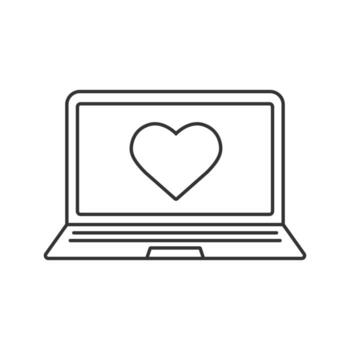 portátil como icono lineal de botón. Ilustración de línea fina. portátil con símbolo de contorno en forma de corazón. dibujo de contorno aislado vectorial vector
