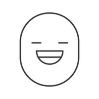 Laughing smiley linear icon. Good mood. Thin line illustration. Happy face with broad smile and open eyes. Contour symbol. Vector isolated outline drawing