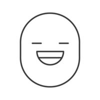 Laughing smiley linear icon. Good mood. Thin line illustration. Happy face with broad smile and open eyes. Contour symbol. Vector isolated outline drawing