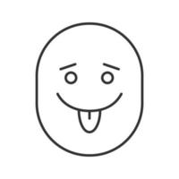 Yummy smiley with open eyes linear icon. Tease smiley thin line illustration. Silly, goofy, foolish face. Contour symbol. Vector isolated outline drawing