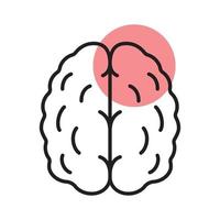 Stroke linear icon. Thin line illustration. Human brain with blood drop. Cerebral hemorrhage contour symbol. Vector isolated outline drawing