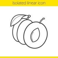 Plum linear icon. Thin line illustration. Contour symbol. Vector isolated outline drawing