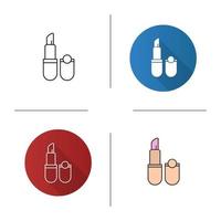 Lipstick icon. Flat design, linear and color styles. Isolated vector illustrations