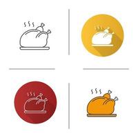 Grilled whole chicken icon vector