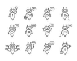 Chatbots linear icons set vector