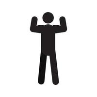 Man standing in double bicep pose silhouette icon. Bodybuilder. Strongman. Isolated vector illustration