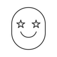 Face with eyes like stars linear icon. Thin line illustration. Excited emoticon. Contour symbol. Vector isolated outline drawing