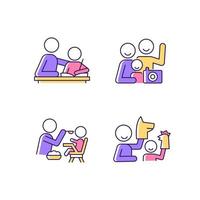 Effective parenting style RGB color icons set vector