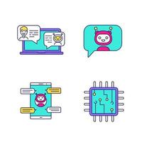 Chatbots color icons set vector