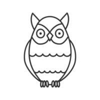 Owl linear icon. Chronotype. Thin line illustration. Emblem of wisdom. Contour symbol. Vector isolated outline drawing