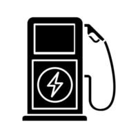 Electric vehicle charging station glyph icon vector