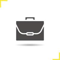 Briefcase icon. Drop shadow portfolio silhouette symbol. Laptop bag. Negative space. Vector isolated illustration