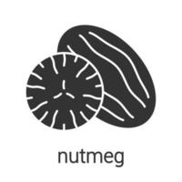 Nutmeg glyph icon. Mace spice. Silhouette symbol. Flavoring, seasoning. Negative space. Vector isolated illustration